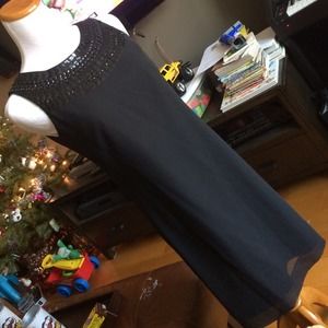 NWOT Black BR sequence neck dress